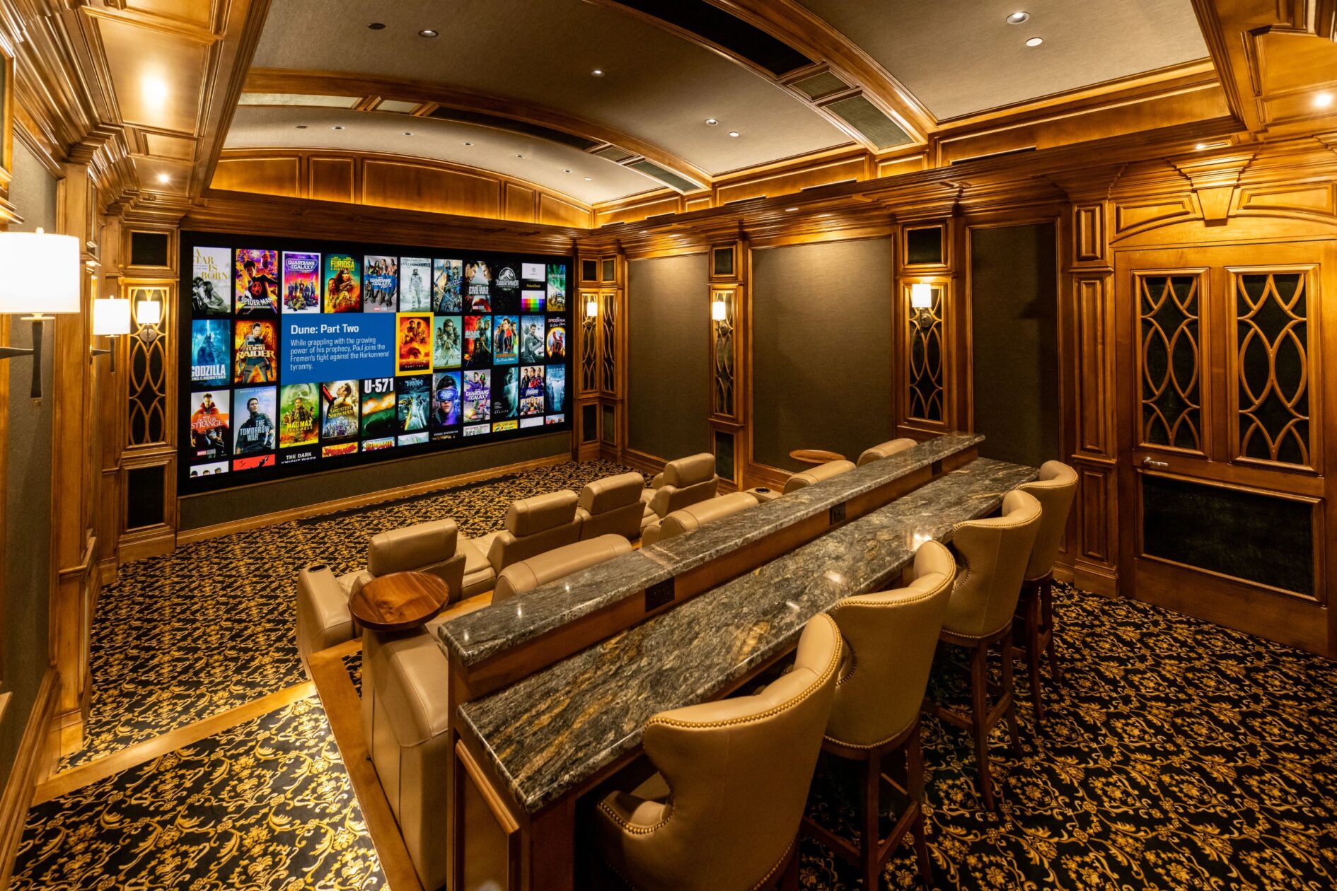 The Van Cave Private Cinema in Fairview, Texas. Theater design by Paradise Theater